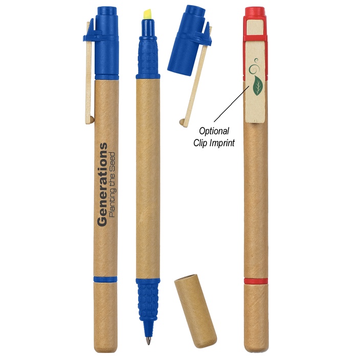 Eco-Friendly Dual Function Logo Pen/Highlighter