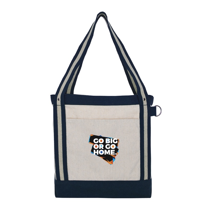 V Natural Striped Recycled Cotton Boat Bag