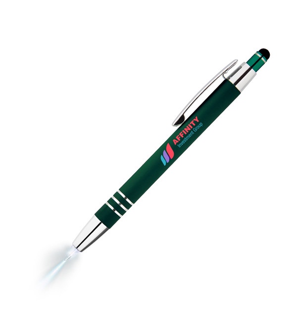 Celena Lighted Tip Soft Touch Stylus Pen - Full Color Imprint