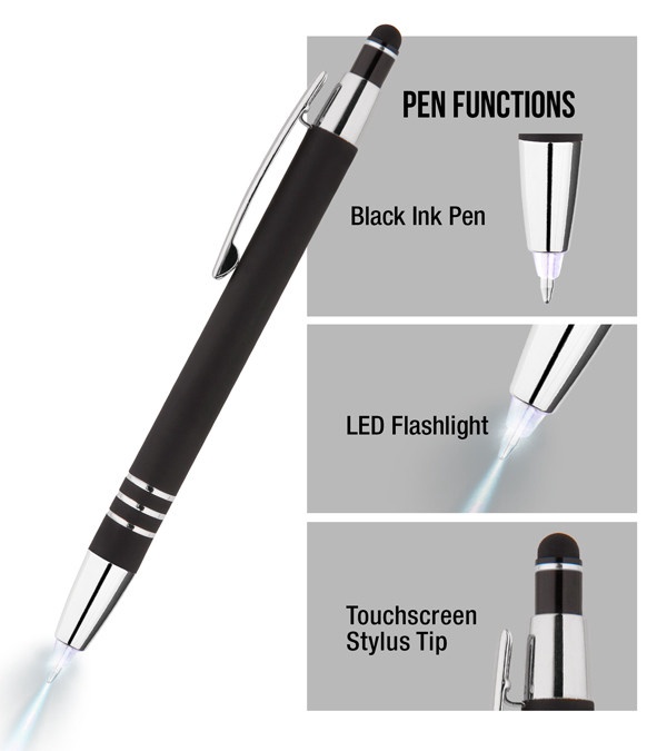 Celena Lighted Tip Soft Touch Stylus Pen - Full Color Imprint