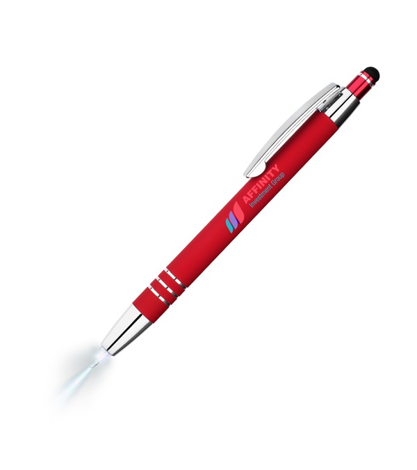 Celena Lighted Tip Soft Touch Stylus Pen - Full Color Imprint