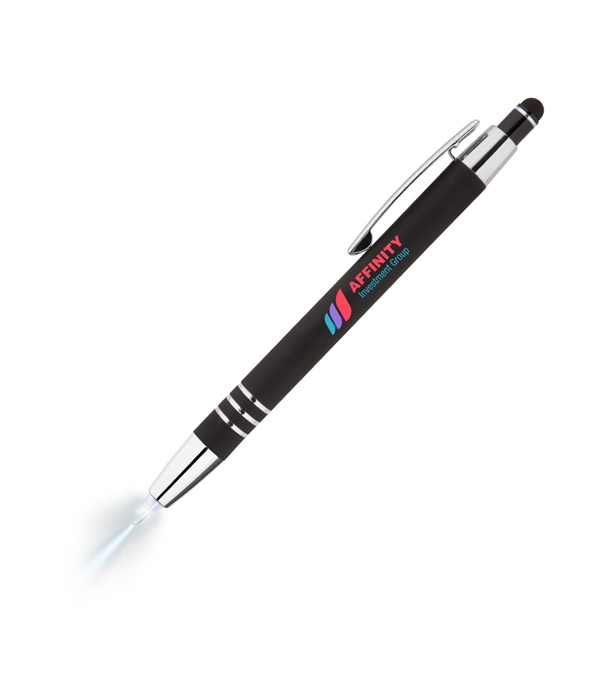 Celena Lighted Tip Soft Touch Stylus Pen - Full Color Imprint
