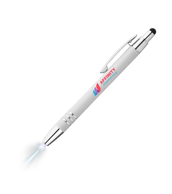 Celena Lighted Tip Soft Touch Stylus Pen - Full Color Imprint