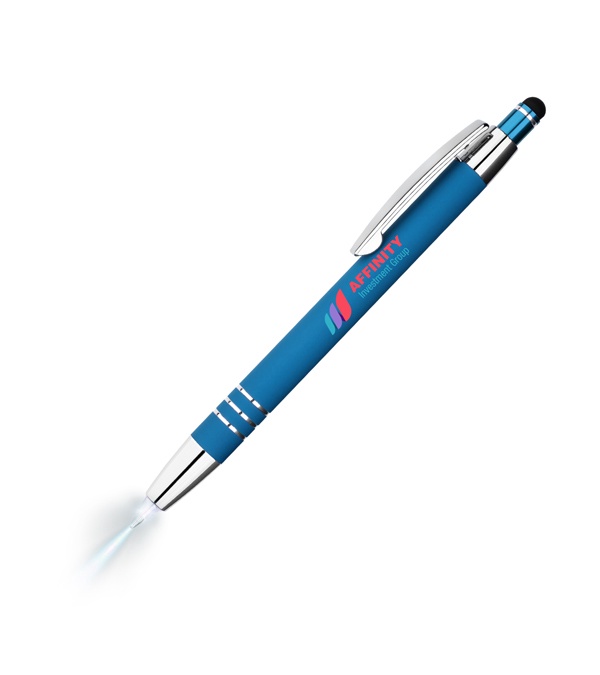 Celena Lighted Tip Soft Touch Stylus Pen - Full Color Imprint
