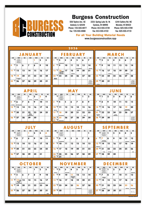 Triumph® Calendars Small Quantity Custom Span-A-Year Calendar - 2027