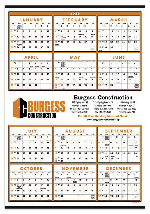 Triumph® Calendars Small Quantity Custom Span-A-Year Calendar - 2027