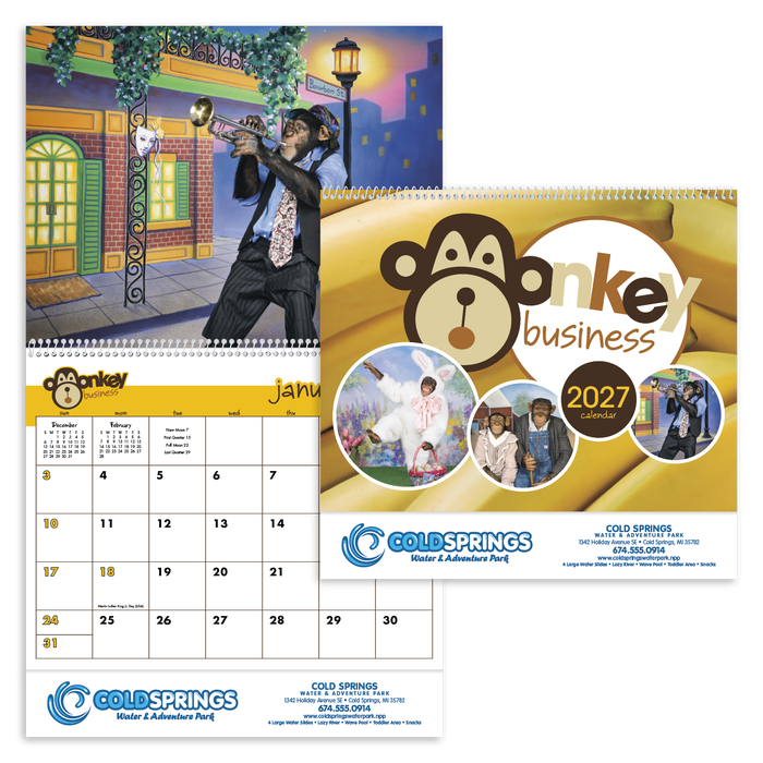 Monkey Business Wall Calendar - Spiral - 2027