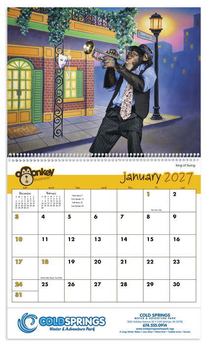 Monkey Business Wall Calendar - Spiral - 2027