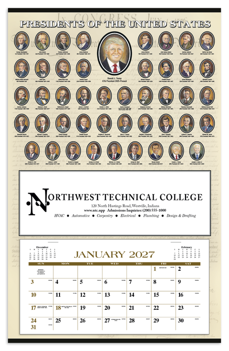 Triumph® Calendars Presidents Hanger 12-Month Calendar