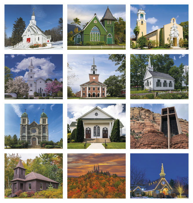 Good Value™ Scenic Churches - Stapled Calendar