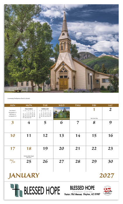 Good Value™ Scenic Churches - Stapled Calendar