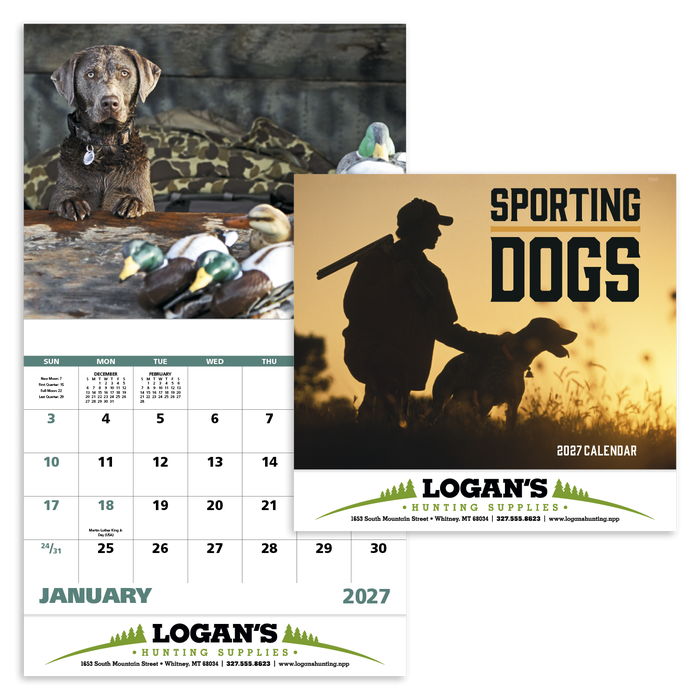 Sporting Dogs Wall Calendar (Stapled) -2027