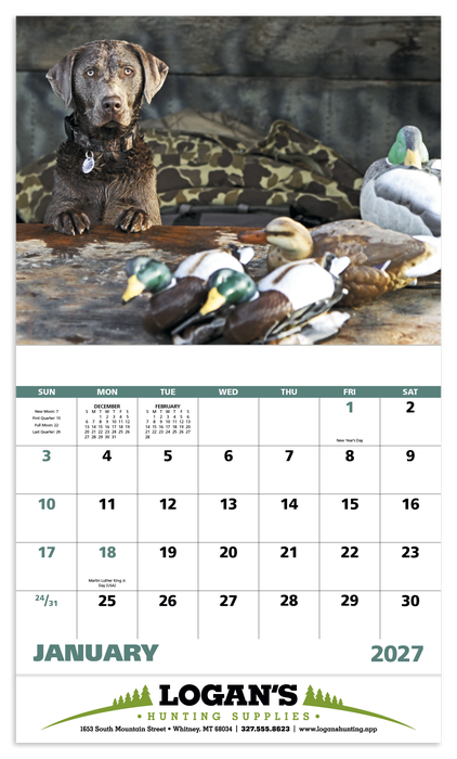Sporting Dogs Wall Calendar (Stapled) -2027