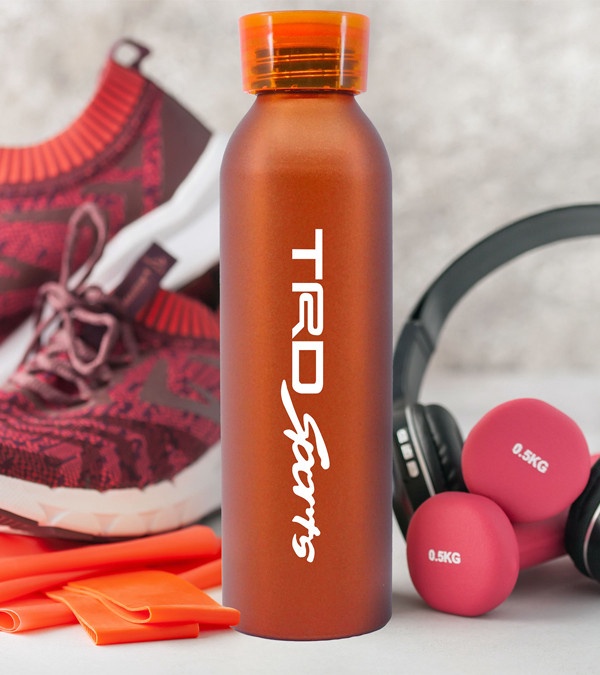 20 oz. Aluminum Bottle with Silicone Carrying Strap - 1 Color Imprint