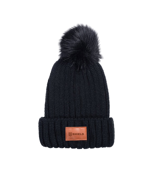 Leeman Knit Beanie With Fur Pom Pom