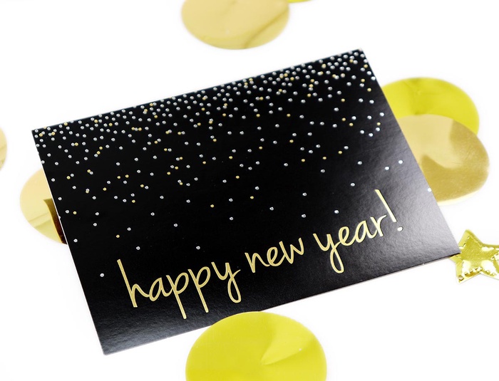 Classic Confetti Happy New Year Greeting Card