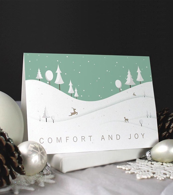 Classic Snow Hills Holiday Card