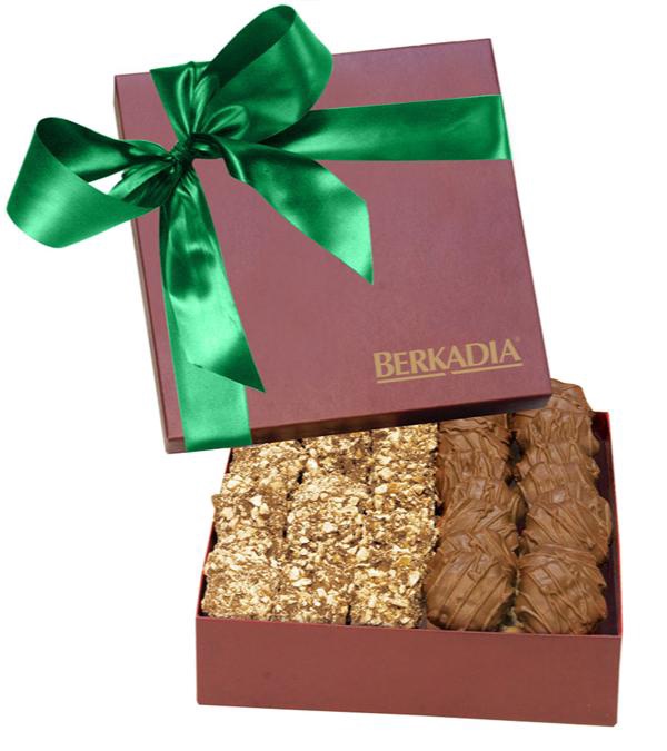 The Chairman Burgundy Gift Box - Almond Butter Crunch & Cashew Caramel Turtles