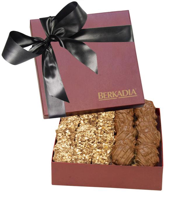 The Chairman Burgundy Gift Box - Almond Butter Crunch & Cashew Caramel Turtles