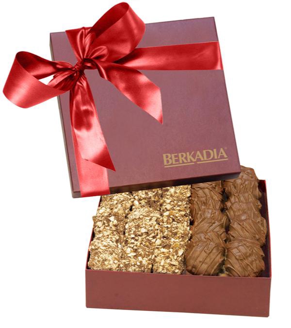 The Chairman Burgundy Gift Box - Almond Butter Crunch & Cashew Caramel Turtles