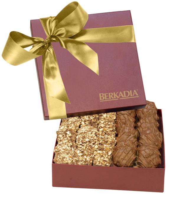The Chairman Burgundy Gift Box - Almond Butter Crunch & Cashew Caramel Turtles