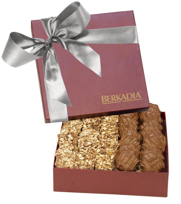 The Chairman Burgundy Gift Box - Almond Butter Crunch & Cashew Caramel Turtles