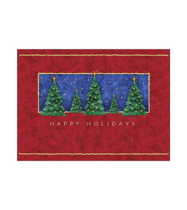 Holiday Trees Starry Night Greeting Card