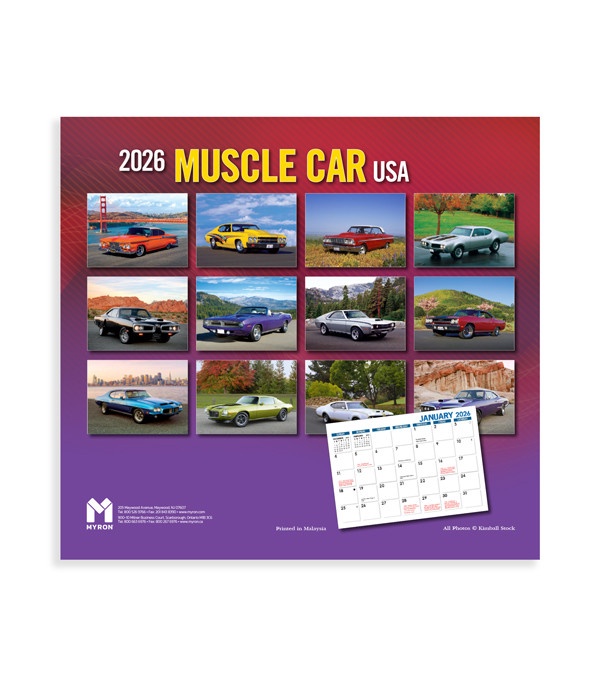 Muscle Car USA Custom Wall Calendar 2026