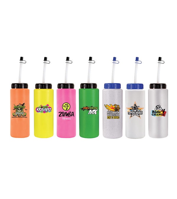 32 oz. Sports Bottle with Flexible Straw - Full Color Imprint
