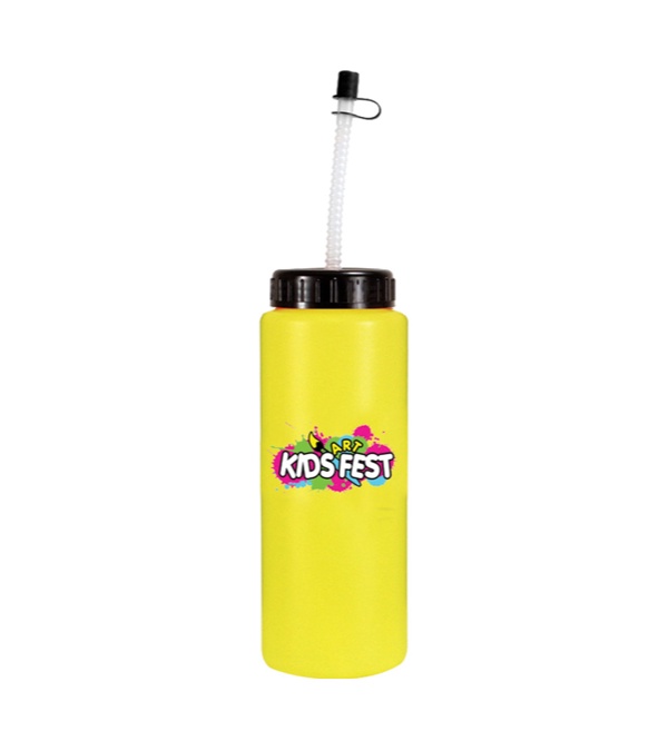 32 oz. Sports Bottle with Flexible Straw - Full Color Imprint