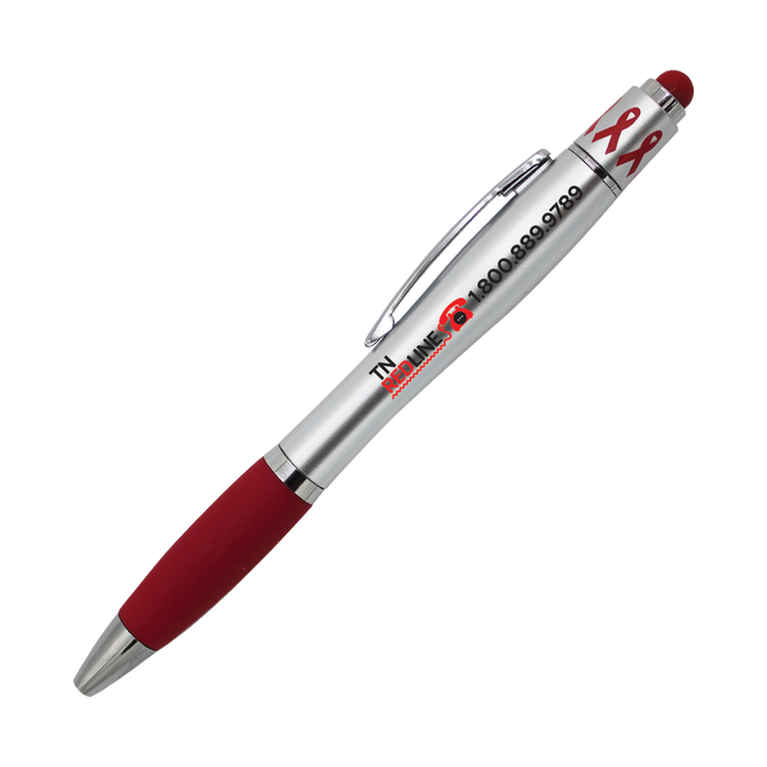 Ribbon Spin Top Pen with Stylus-Full Color