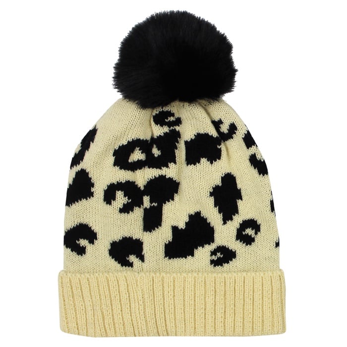 Leopard Print Pom Beanie