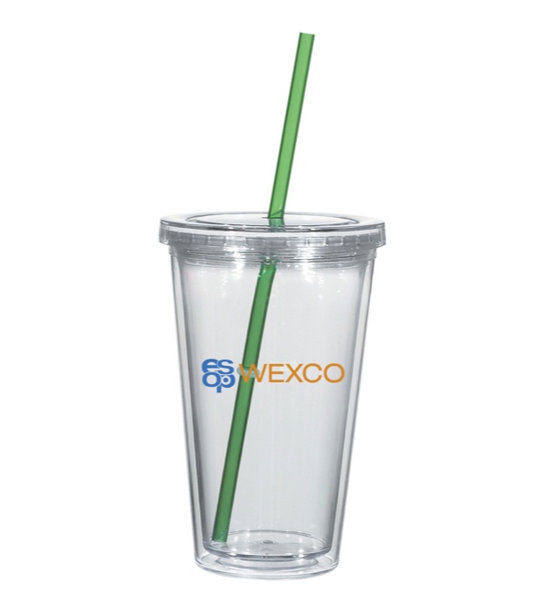 16 oz. Newport Acrylic Tumbler With Colored Straw