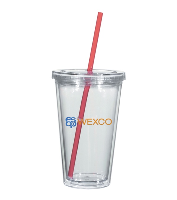 16 oz. Newport Acrylic Tumbler With Colored Straw