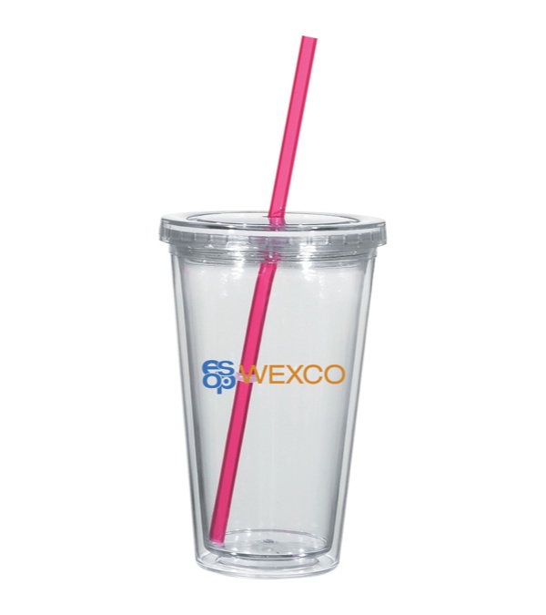 16 oz. Newport Acrylic Tumbler With Colored Straw