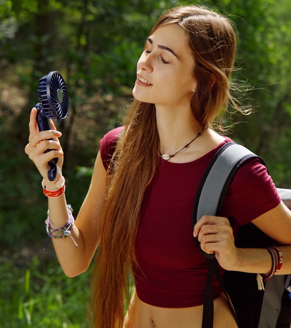 Quiet Breeze Rechargeable Hand Fan with Carabiner