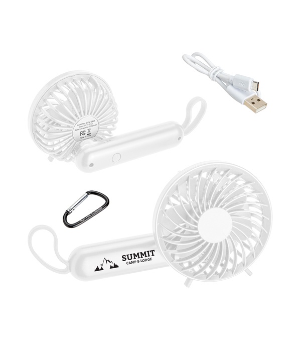 Quiet Breeze Rechargeable Hand Fan with Carabiner