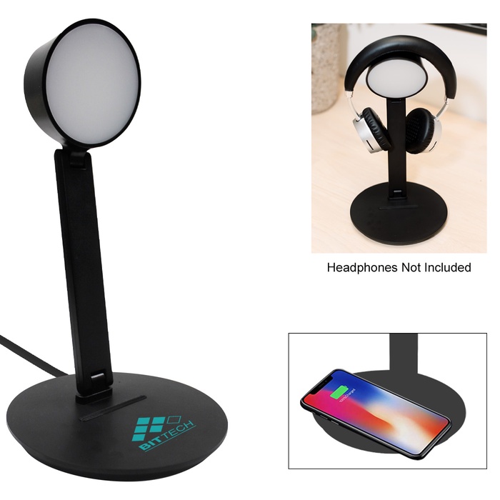 Vanity Light Wireless Charger With Headphone Stand