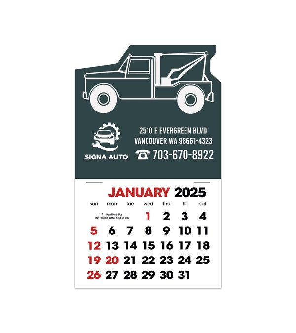 2-Color Stick Up Grid, English (14-Month) Wrecker Shape