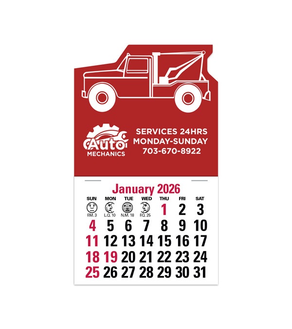 2-Color Stick Up Grid, English (13-Month) Wrecker Shape 2026