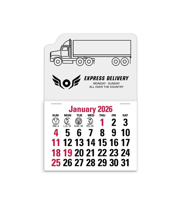 2-Color Stick Up Grid, English (13-Month) Left-Facing Tractor Trailer 2026