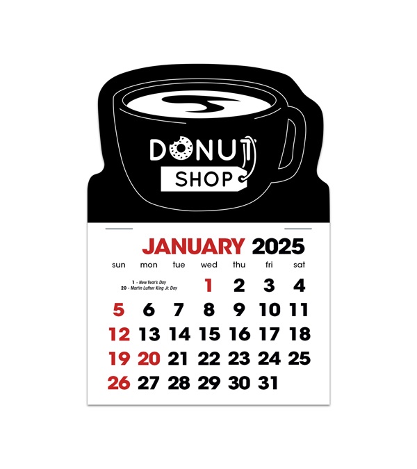 2-Color Stick Up Grid, English (14-Month) Coffee Cup Shape