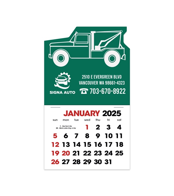 2-Color Stick Up Grid, English (14-Month) Wrecker Shape