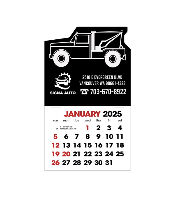 2-Color Stick Up Grid, English (14-Month) Wrecker Shape