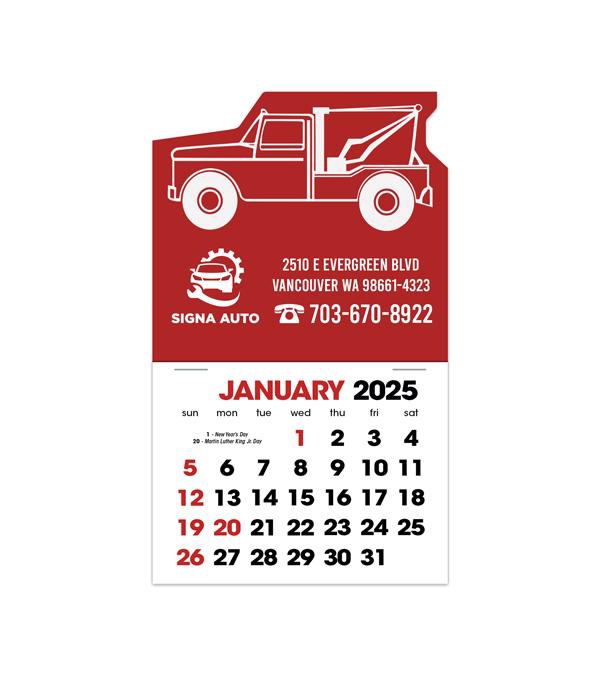 2-Color Stick Up Grid, English (14-Month) Wrecker Shape