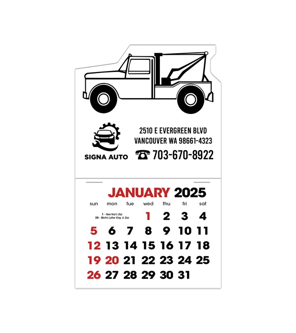 2-Color Stick Up Grid, English (14-Month) Wrecker Shape