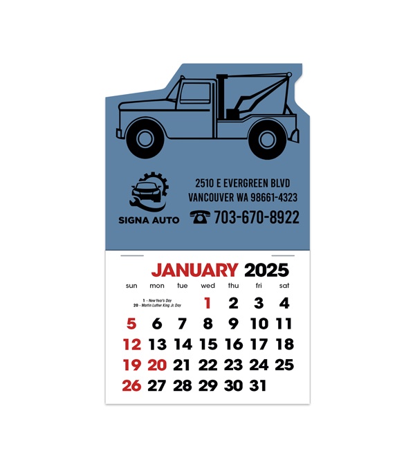 2-Color Stick Up Grid, English (14-Month) Wrecker Shape