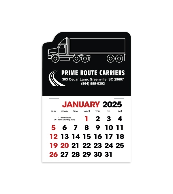 2-Color Stick Up Grid, English (14-Month) Left-Facing Tractor Trailer