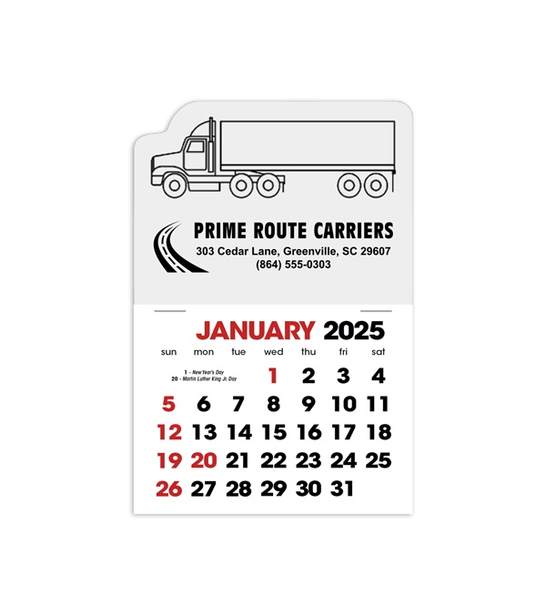 2-Color Stick Up Grid, English (14-Month) Left-Facing Tractor Trailer