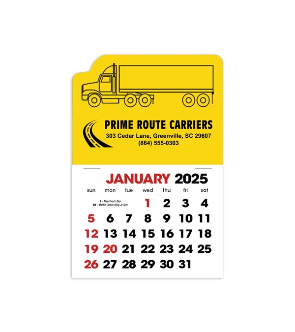 2-Color Stick Up Grid, English (14-Month) Left-Facing Tractor Trailer